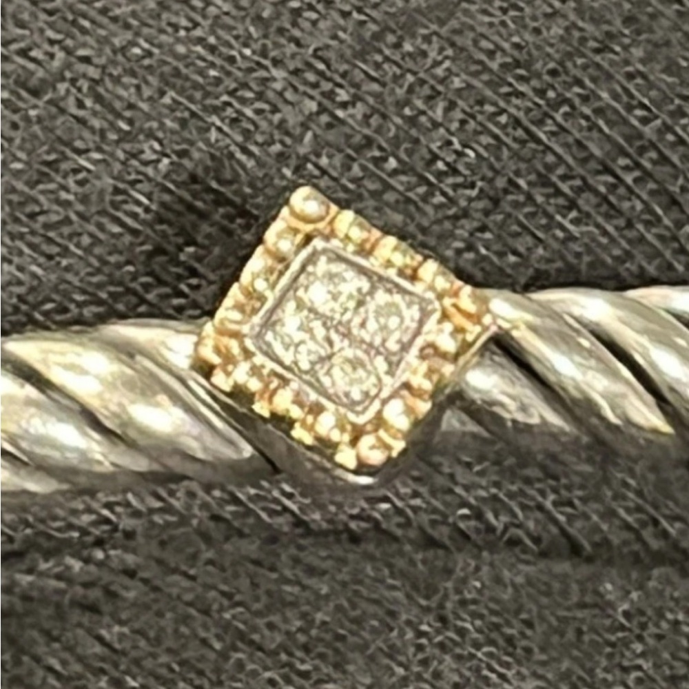 Phillip Gavriel 0.08 CTW  Diamond Cable Cuff  Bracelet Sterling Silver & 18k